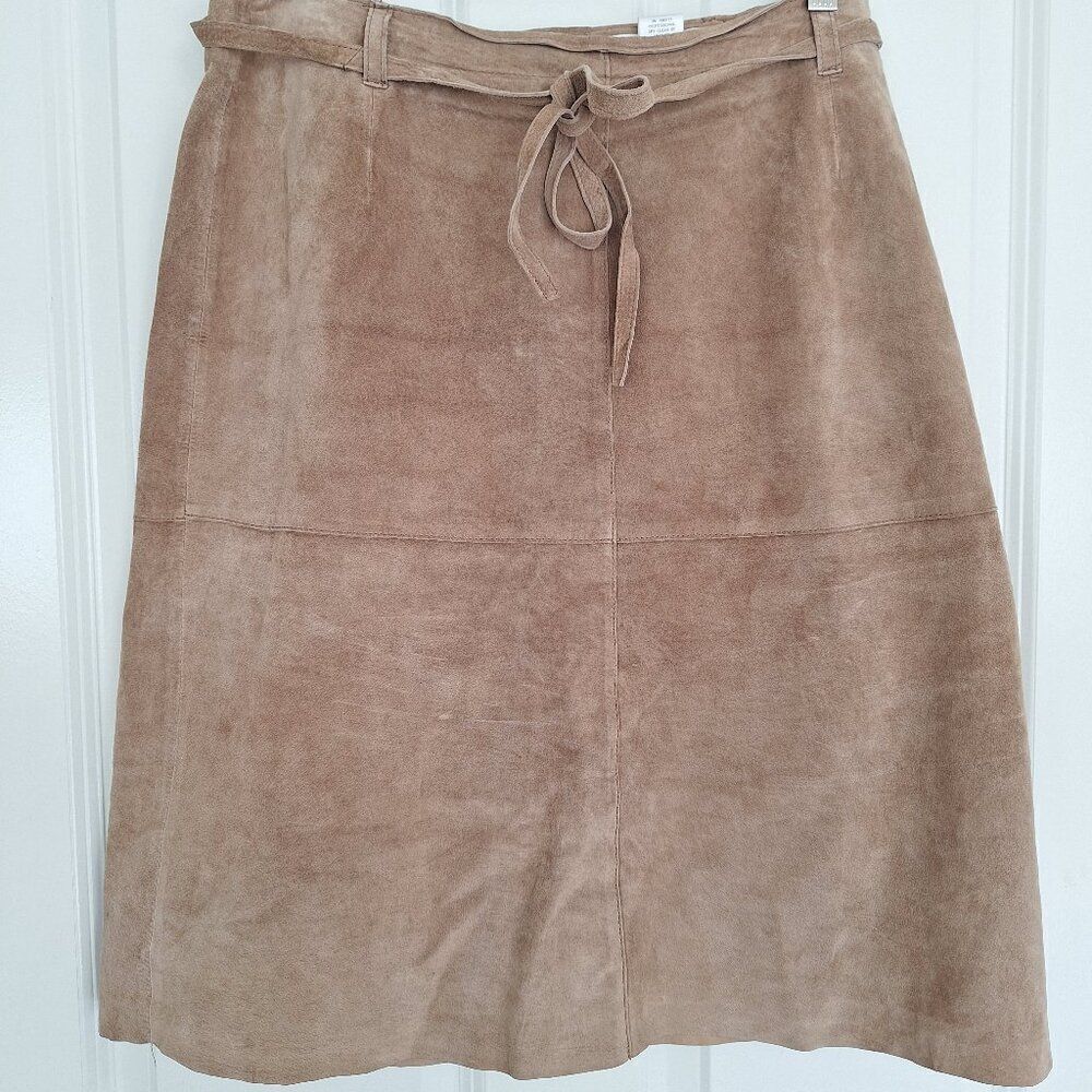ISAAC MIZRAHI‎ Tan  Women’s Size 10 Leather skirt A- line, Midi